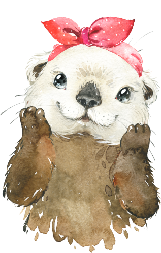 (s313-1-1S-2) Baby Otter Red Headband