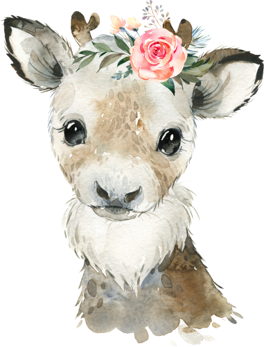(s313-1-1T-46) Baby Reindeer Flowers