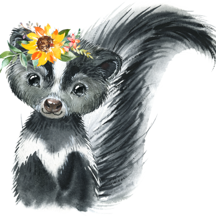 (s313-1-3T-37) Baby Skunk Flowers