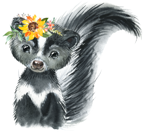 (s313-1-3T-37) Baby Skunk Flowers