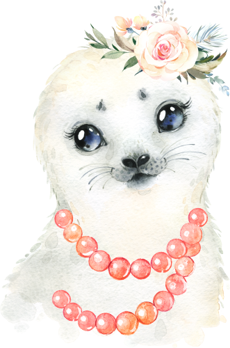 (313-01-1U-38_7) Baby Seal Flowers Pearl Necklace