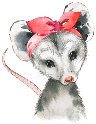 (s313-1-3U-1) Baby Opossum Red Headband