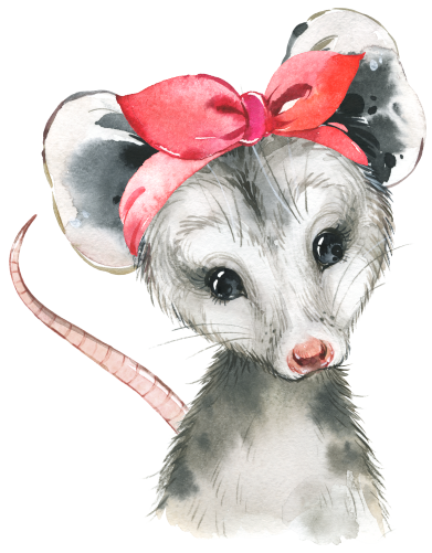 (s313-1-3U-1) Baby Opossum Red Headband
