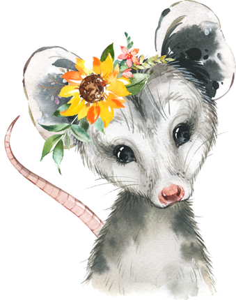 (s313-1-3U-37) Baby Opossum Flowers