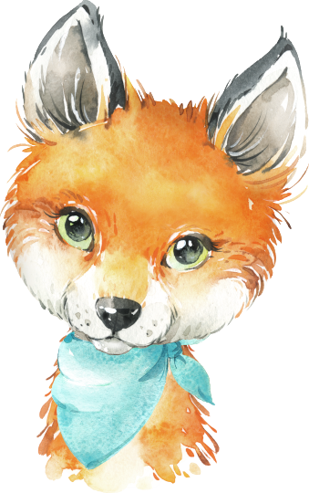 (s313-1-2V-27) Baby Fox Blue Bandana