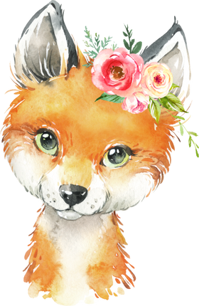 (s313-1-2V-57) Baby Fox Flowers