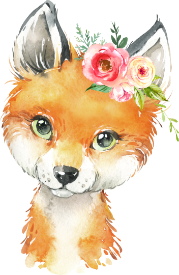 (s313-1-2V-57) Baby Fox Flowers