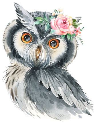 (s313-1-3V-45) Baby Gray Owl Flowers