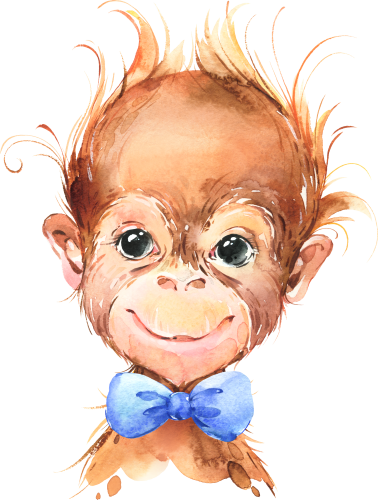 (s313-1-1W-12) Baby Orangutan Blue Bowtie