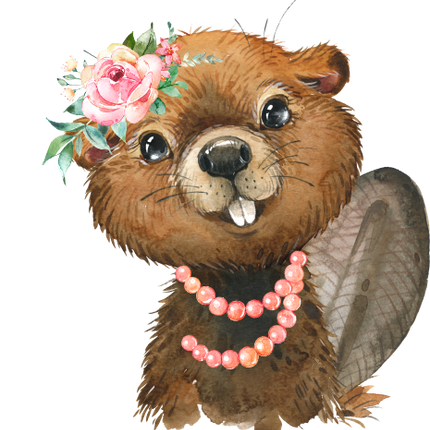 (s313-1-3X-45_7) Baby Beaver  Flowers Pearl Necklace
