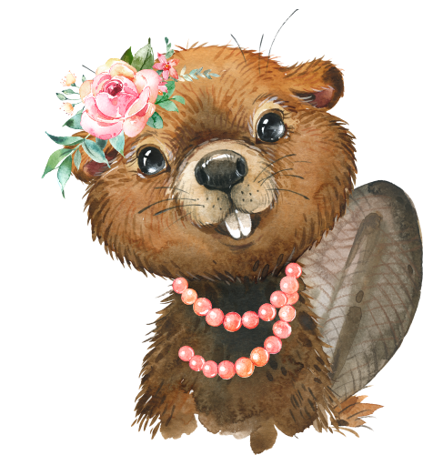 (s313-1-3X-45_7) Baby Beaver  Flowers Pearl Necklace