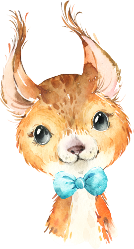 (s313-1-1Y-13) Baby Squirrel  Turquoise Bowtie