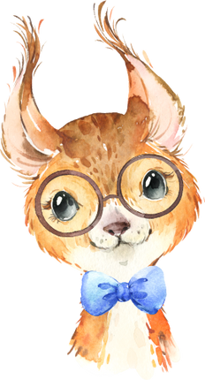 (s313-1-1Y-22_12) Baby Squirrel Blue Bowtie Glasses