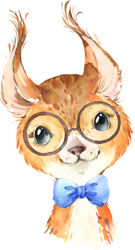 (s313-1-1Y-22_12) Baby Squirrel Blue Bowtie Glasses
