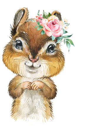 (s313-1-3Y-45) Baby Chipmunk Flowers