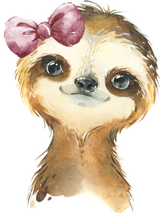 (s313-1-1Z-10) Baby Sloth Maroon Bow