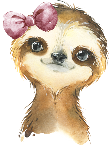 (s313-1-1Z-10) Baby Sloth Maroon Bow