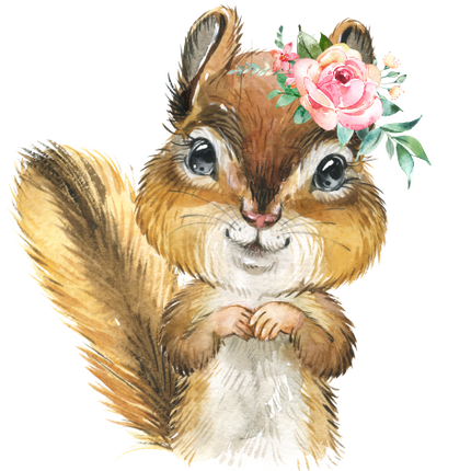 (s313-1-3Z-45) Baby Chipmunk Flowers