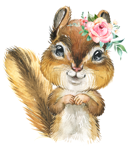 (s313-1-3Z-45) Baby Chipmunk Flowers