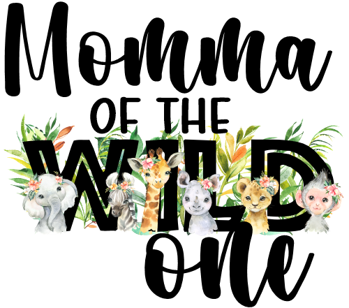 (s313-3B) Wild One Baby Jungle Animals Family Custom Text