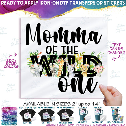 (s313-3B) Wild One Baby Jungle Animals Family Custom Text