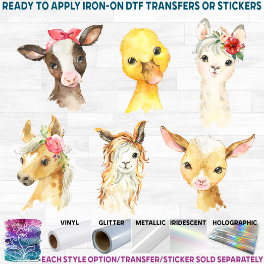 (s313-1) Watercolor Baby Farm Animal Collection 58 Mix-n-Match Accessories Flowers