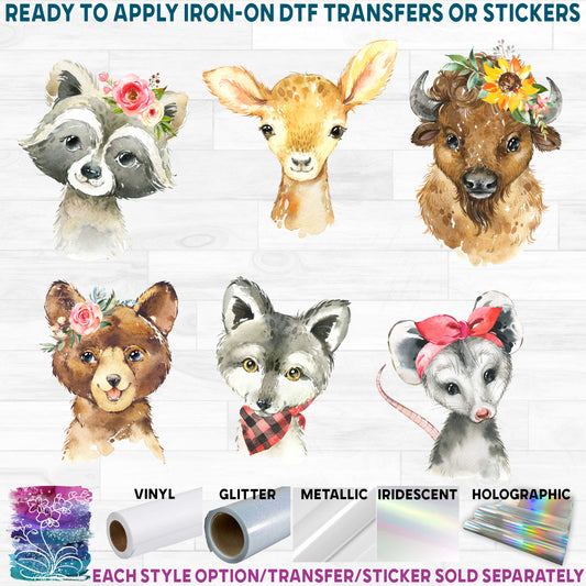 (s313-1) Watercolor Baby Forest/Woodland Animal Collection 58 Mix-n-Match Accessories Flowers