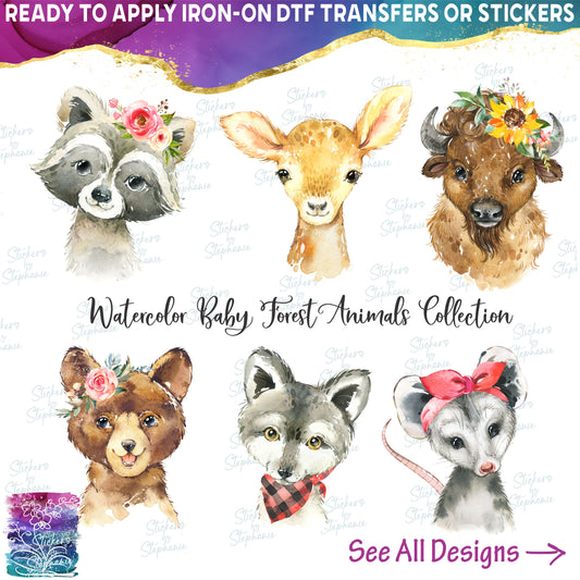 (s313-1) Watercolor Baby Forest Animals Collection 58 Mix-n-Match Accessories Flowers