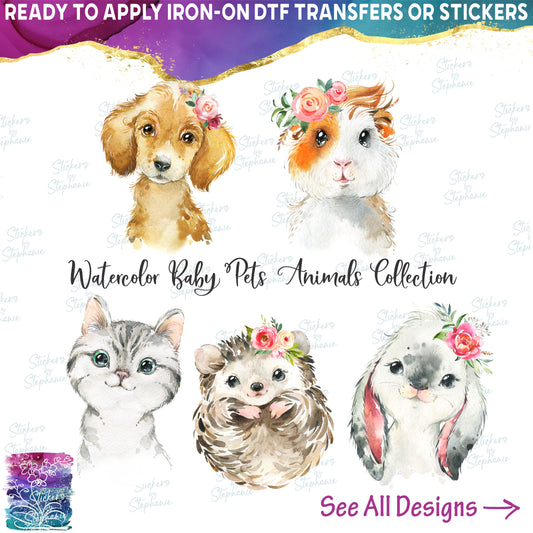 (s313-1) Watercolor Baby Pets Animals Collection 58 Mix-n-Match Accessories Flowers