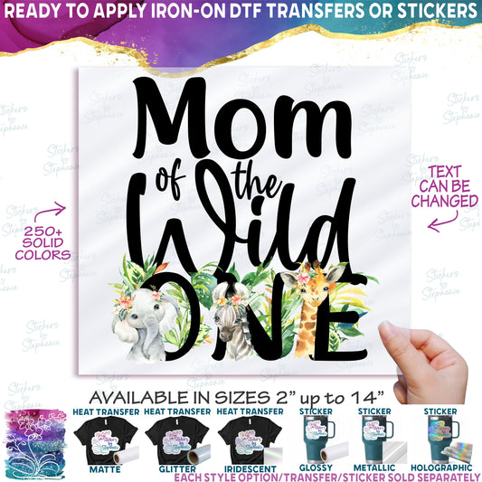 (s313-3A) Wild One Baby Jungle Animals Family Custom Text