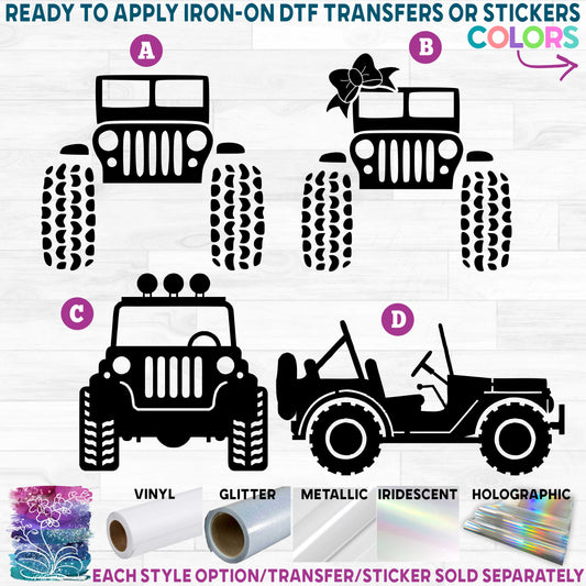 (s314-1) Jeep 4 x 4 Offroad Vehicles Truck Trucks Printed Heat Transfer or Sticker