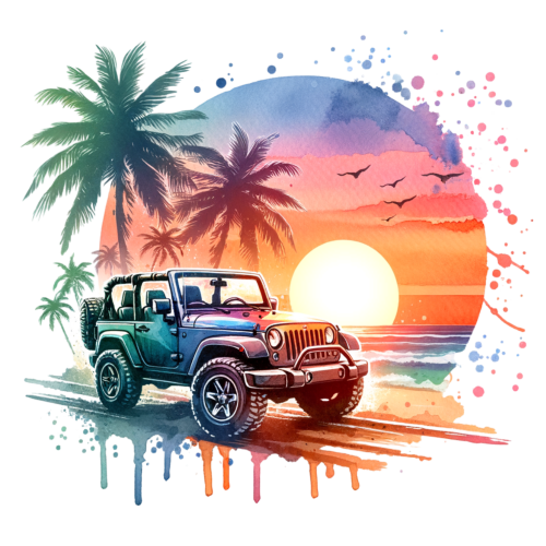 (314-2) Jeep 4x4 Sunset Beach