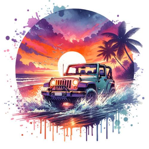 (314-2) Jeep 4x4 Sunset Beach
