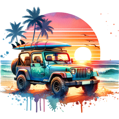 (314-2) Jeep 4x4 Sunset Beach
