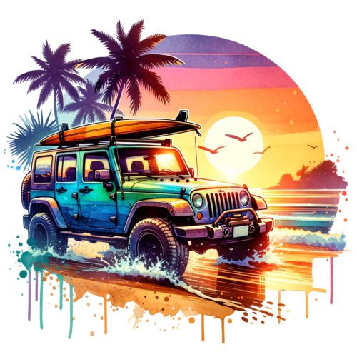 (314-2) Jeep 4x4 Sunset Beach