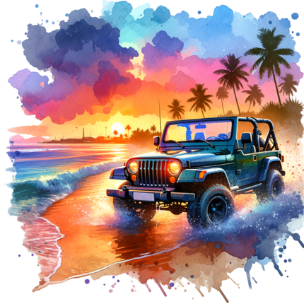 (314-2) Jeep 4x4 Sunset Beach