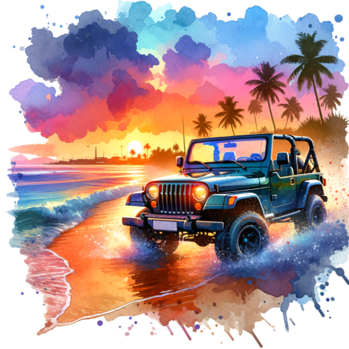 (314-2) Jeep 4x4 Sunset Beach