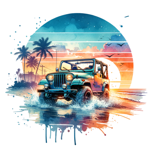 (314-2) Jeep 4x4 Sunset Beach