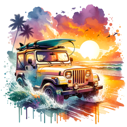 (314-2) Jeep 4x4 Sunset Beach
