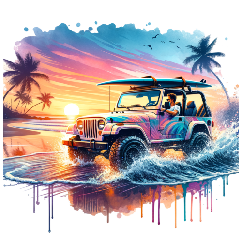(314-2) Jeep 4x4 Sunset Beach