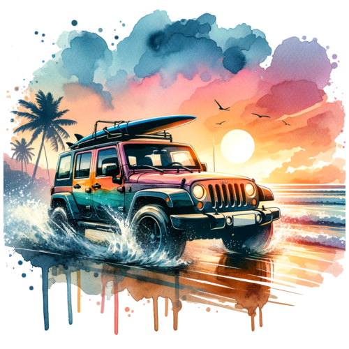 (314-2) Jeep 4x4 Sunset Beach