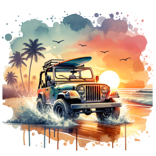 (314-2) Jeep 4x4 Sunset Beach