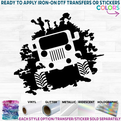 (s314-1C) 4x4 Muddy Mud Splatter Offroad Vehicles Truck Printed Heat Transfer or Sticker