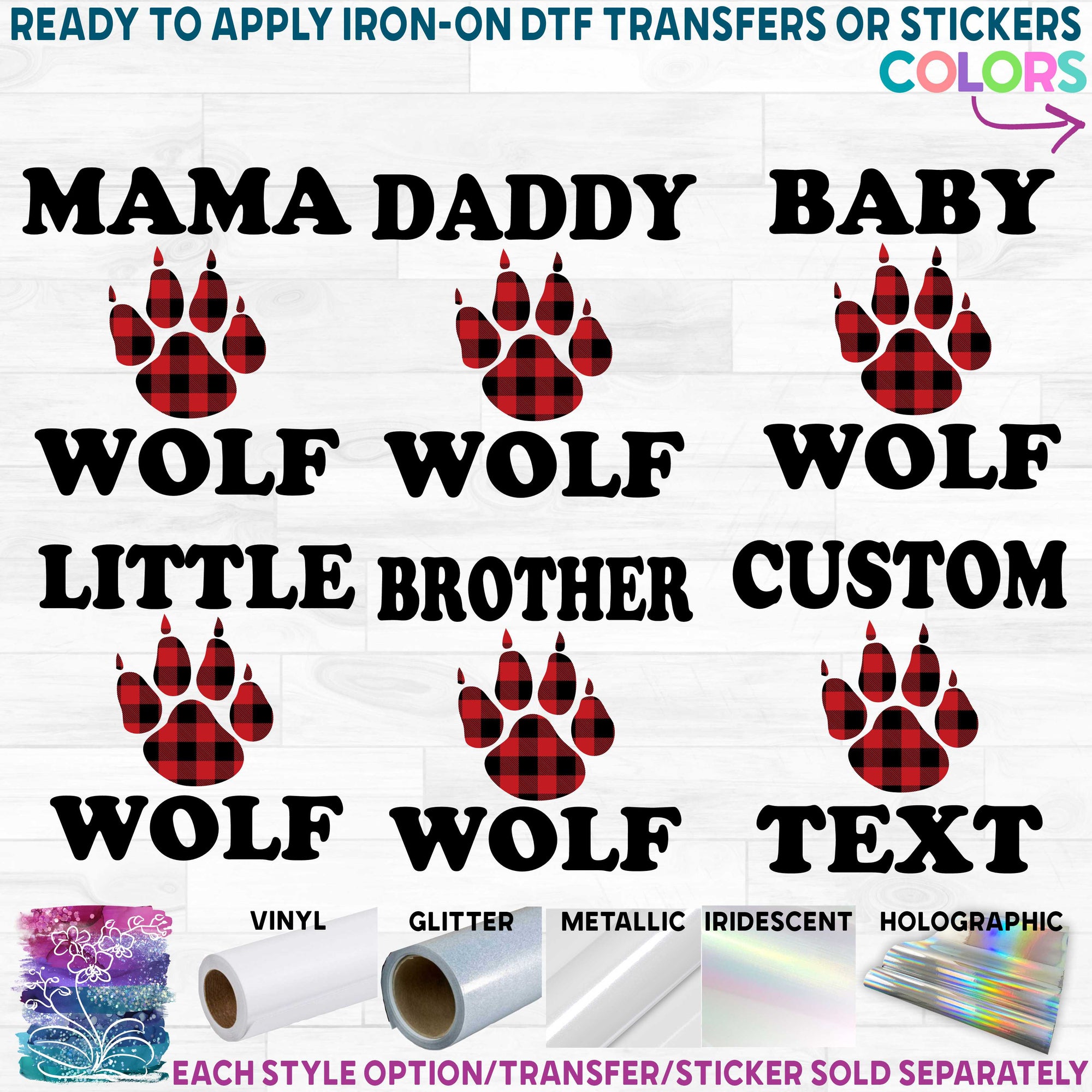 (s315-5) Wolf Paw Family Custom Text