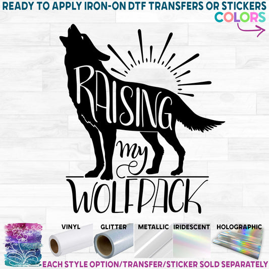 (s315-1A) Raising my Wolfpack Wolf Printed Heat Transfer or Sticker