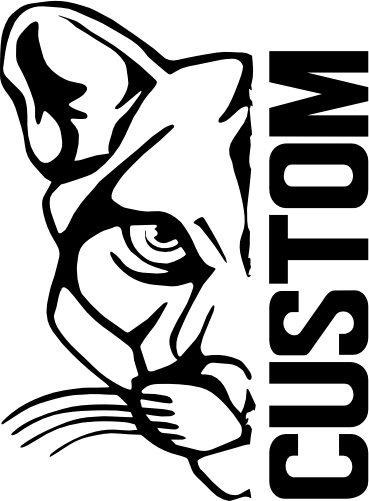 (s317-06-A) Cougar Split Mascot Team Name Custom Text