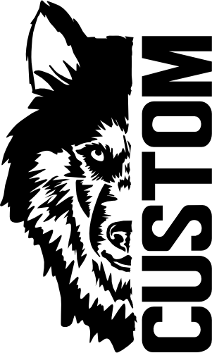 (s317-09-A) Wolf Husky Split Mascot Team Name Custom Text