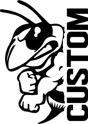 (s317-25-A) Yellow Jacket Hornet Split Mascot Team Name Custom Text