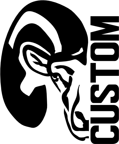 (s317-26-A) Ram Split Mascot Team Name Custom Text