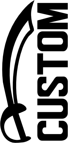 (s317-28-A) Pirate Sabre Split Mascot Team Name Custom Text